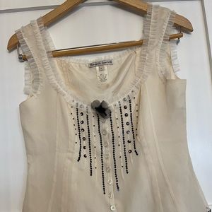 New Without Tag Nanette Lepore 100% Silk Feminine Lace Top size 6